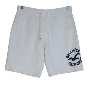 Hollister California Men L Off-white Skater Beachy Preppy Raw-edge Fleece Shorts